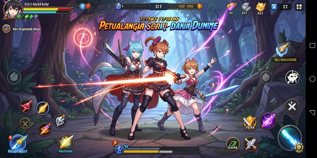 Tampilan menarik dari gameplay 777RT yang menampilkan aksi karakter Anime.