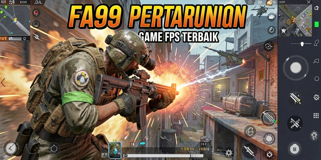 Tangkapan layar menunjukkan aksi mendebarkan dalam pertempuran FPS di FA99.