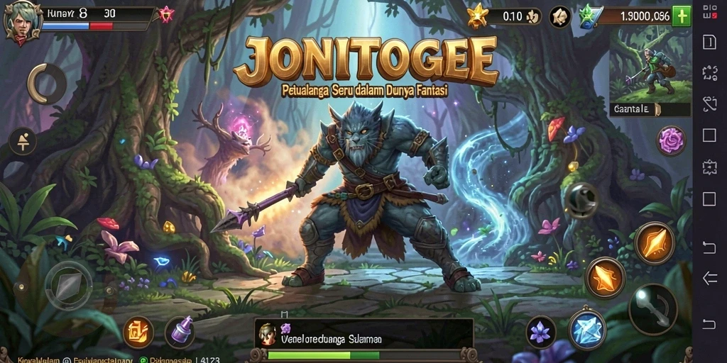 Tangkapan layar utama dari gameplay petualangan di JONITOGEL.