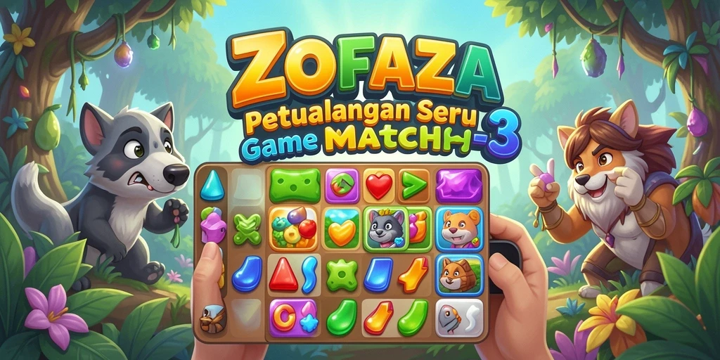 Screenshot gameplay ZOFAZA yang menunjukkan keseruan mencocokkan permata.